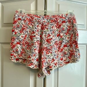 Free People Floral Raw Hem Shorts